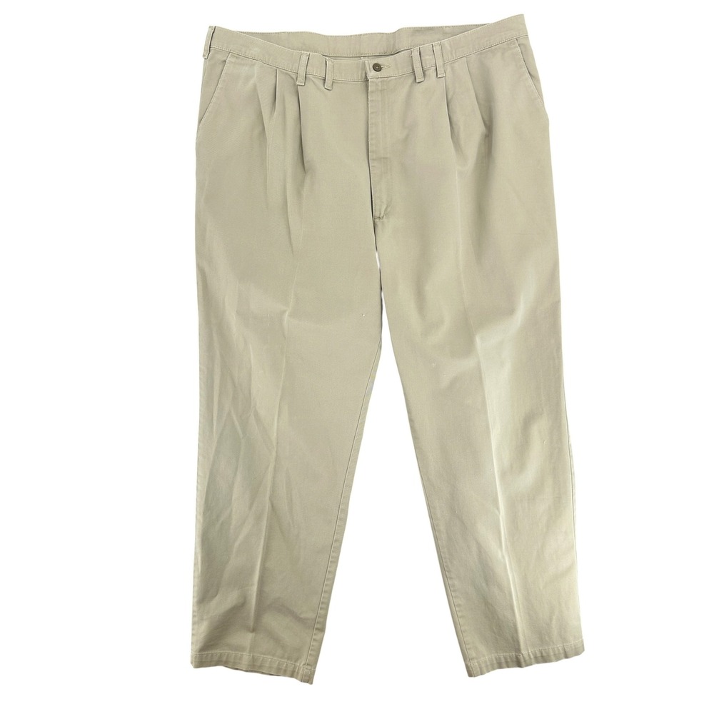 Timber Creek by Wrangler Mens Pleated Khaki Chino Pants Tan 44x32
